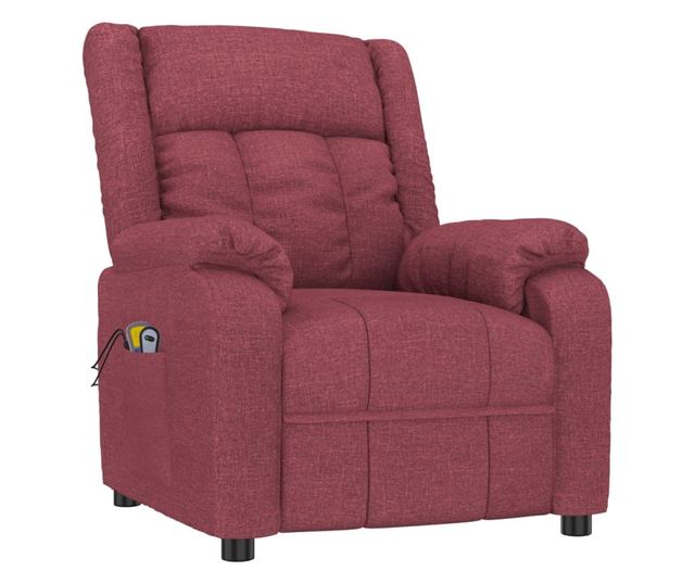 Електрически масажен реклайнер, бордо, текстил