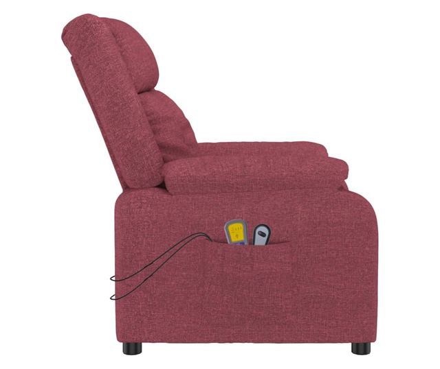 Електрически масажен реклайнер, бордо, текстил
