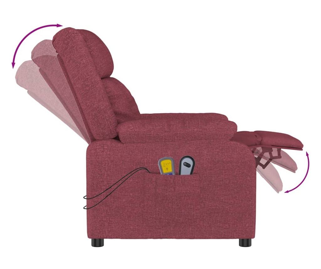 Električna masažna fotelja na podizanje, vinska crvena, tekstil - 7