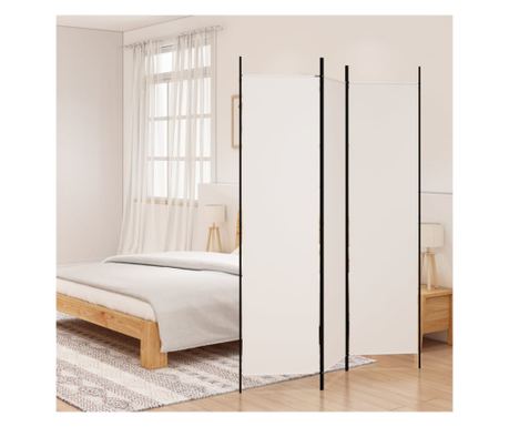 Paravan de cameră cu 3 panouri, alb, 150x200 cm, textil — imaginea 2