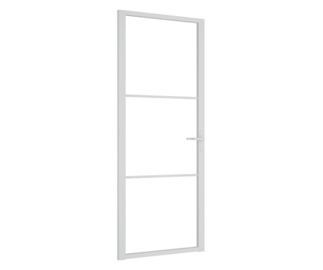 Интериорна врата 83x201,5 см Бяло ESG стъкло и алуминий