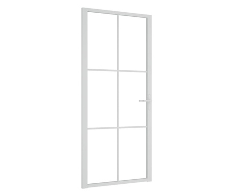 Интериорна врата 93x201,5 см Бяло ESG стъкло и алуминий