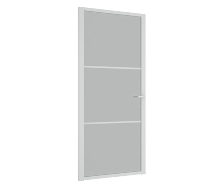 Ușă de interior, 93x201,5 cm, alb,sticlă mată și aluminiu