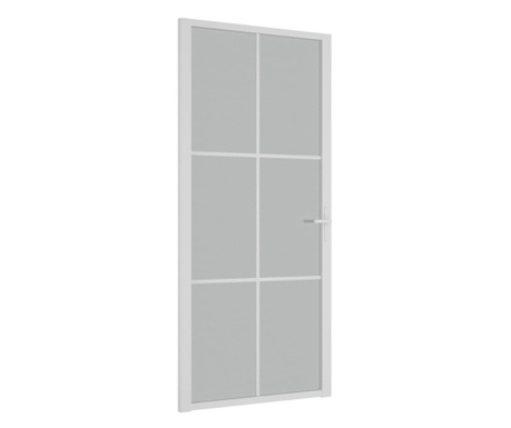 Интериорна врата 93x201,5 см Бяло Матово стъкло и алуминий