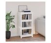 Βιβλιοθήκη, λευκή, 50x35x97 εκ., μασίφ ξύλο πεύκου thumbnail 1