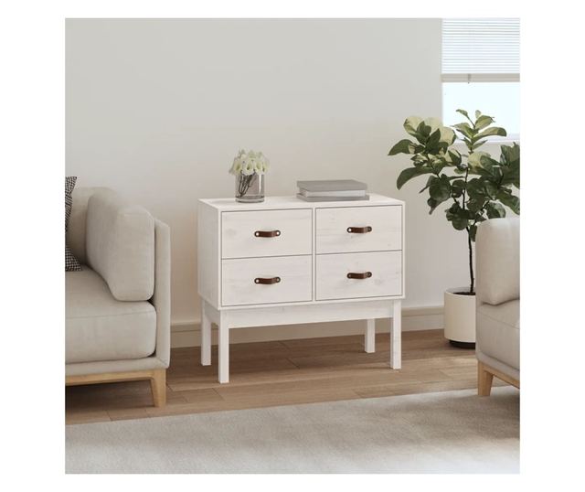 Dulap consolă, Alb, 90x40x78 cm, lemn masiv de pin