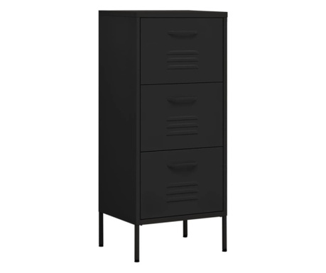 Шкаф за съхранение, черен, 42,5x35x101,5 см, стомана