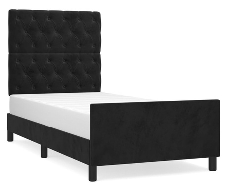 Рамка за легло с табла, черна, 80x200 см, кадифе