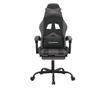 Въртящ се геймърски стол с подложка за крака, черна/сива еко кожа thumbnail 3
