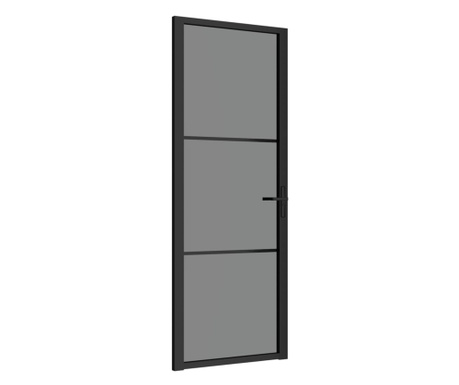 Unutarnja vrata 76 x 201,5 cm crna od ESG stakla i aluminija