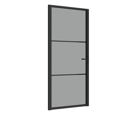 Unutarnja vrata 93 x 201,5 cm crna od ESG stakla i aluminija