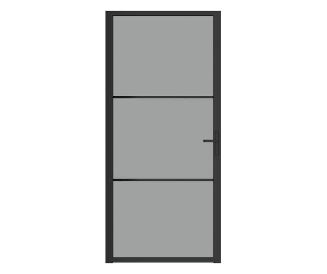 Notranja vrata 93x201,5 cm črna ESG steklo in aluminij
