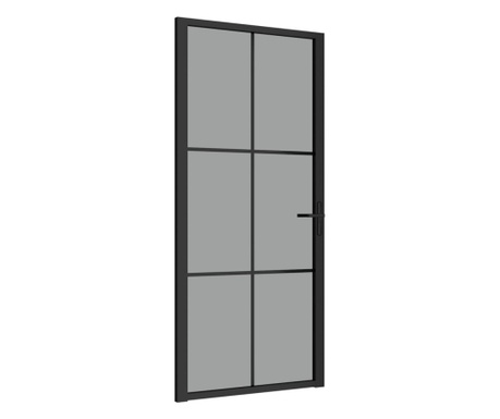 Unutarnja vrata 93 x 201,5 cm crna od ESG stakla i aluminija