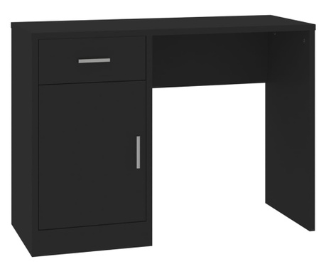 Pisalna miza s predalom in omarico črna 100x40x73 cm inžen. les