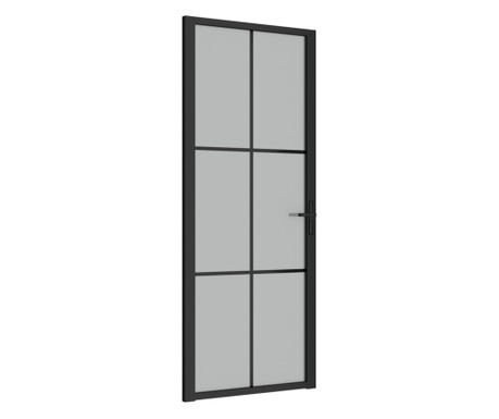 Unutarnja vrata 83 x 201,5 cm crna od mat stakla i aluminija