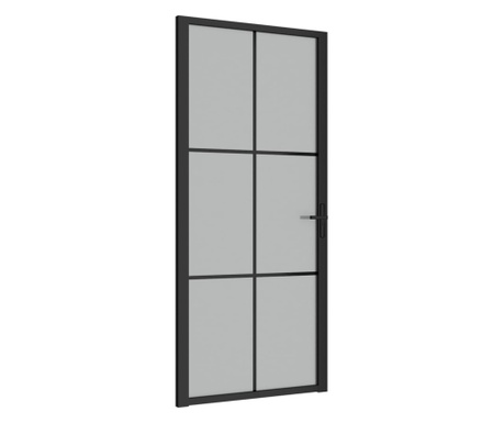 Интериорна врата, 93x201,5 см, черен мат, стъкло и алуминий
