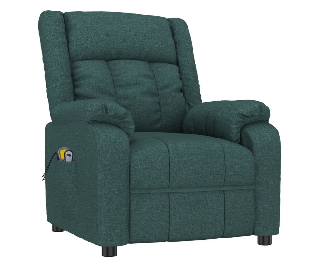 Fotoliu de masaj electric, verde închis, material textil - 3