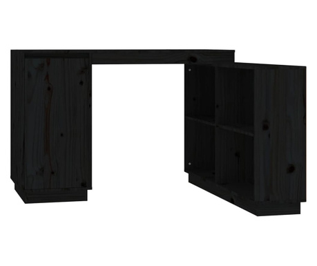 Birou, negru, 110x50x75 cm, lemn masiv de pin