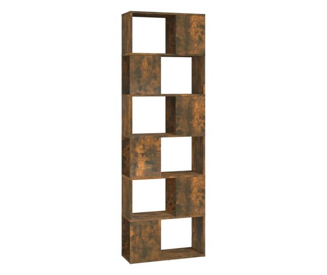 füstös tölgyszínű térelválasztó könyvszekrény 60x24x186 cm
