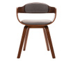 Scaun de masă, gri taupe, lemn curbat & piele ecologică