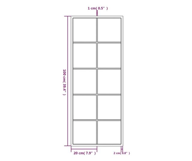 Стенни огледала, 2 бр., черни, 100x40 см, метал