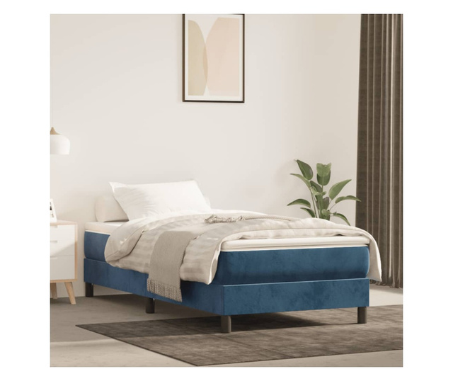 Box spring krevet s madracem tamnoplavi 90x200 cm baršunasti