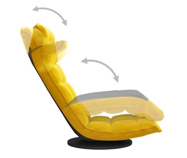 Zakretna podna stolica, žuta, baršun