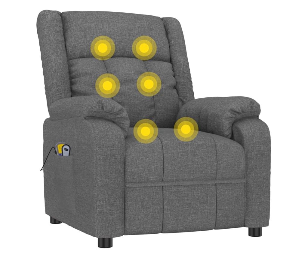 Електрически масажен стол с функция за накланяне, тъмносив, плат - 8