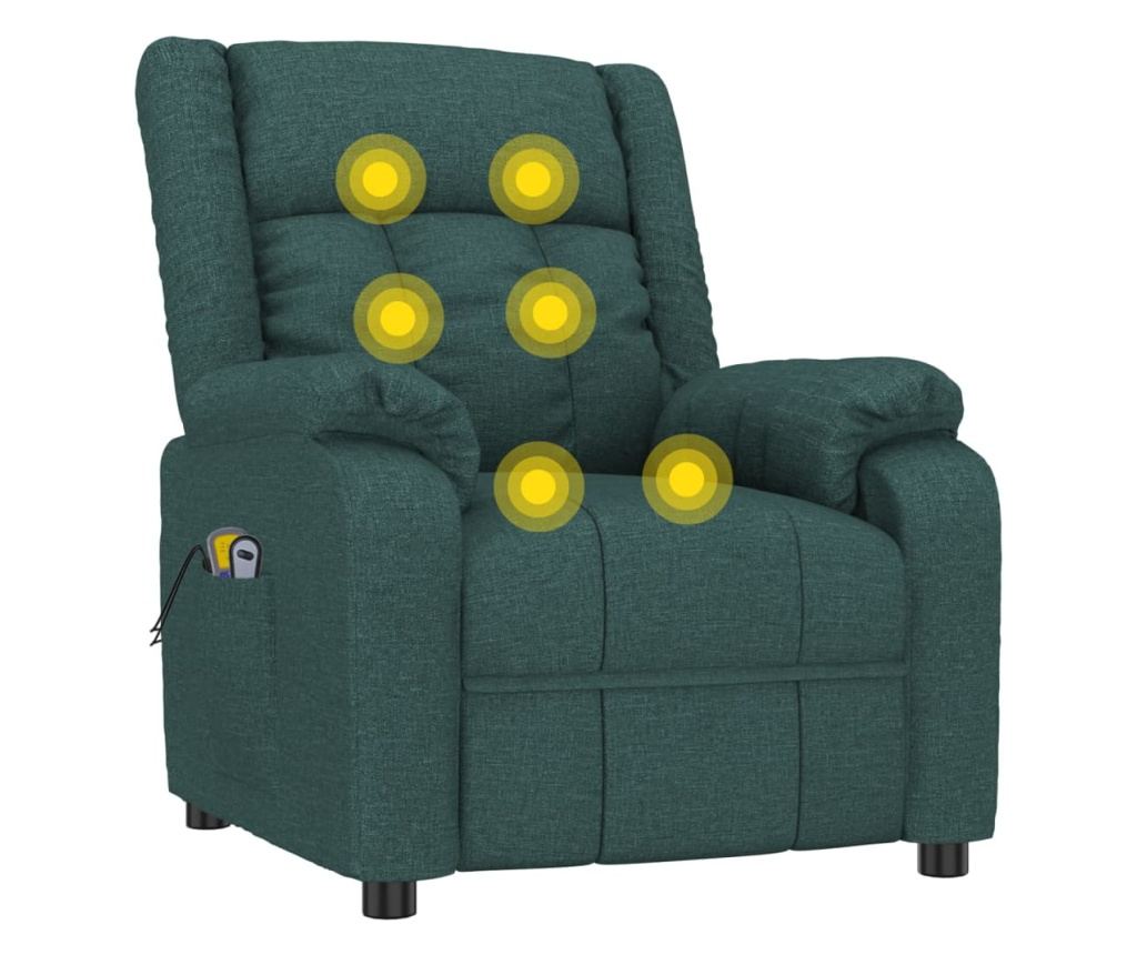 Fotoliu de masaj electric, verde închis, material textil - 8