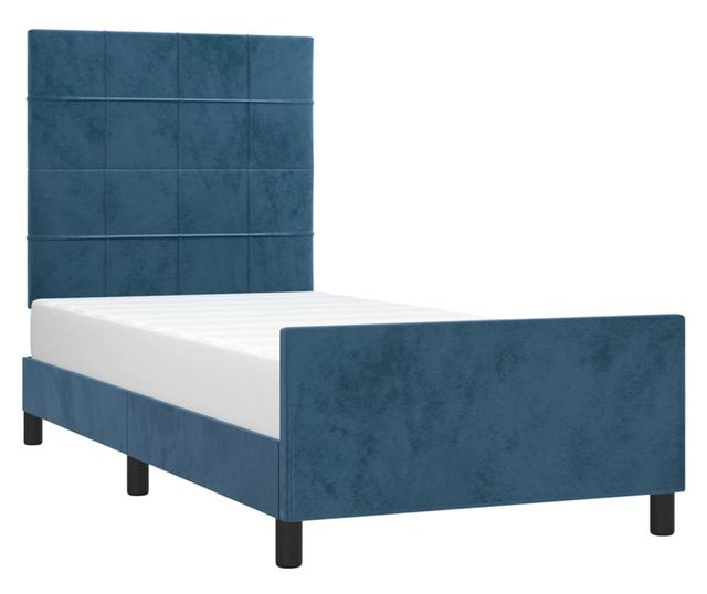Рамка за легло с табла, тъмносиня, 100x200 см, кадифе