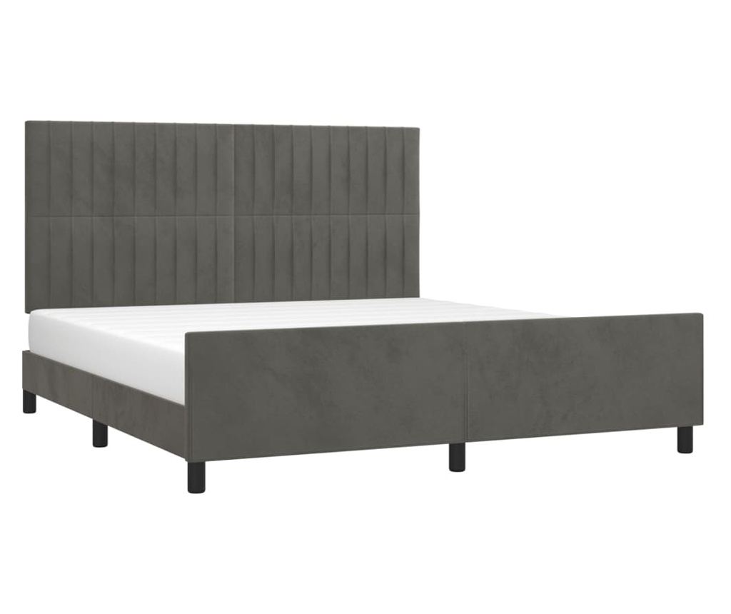 Рамка за легло с табла, тъмносива, 160x200 см, кадифе - 6