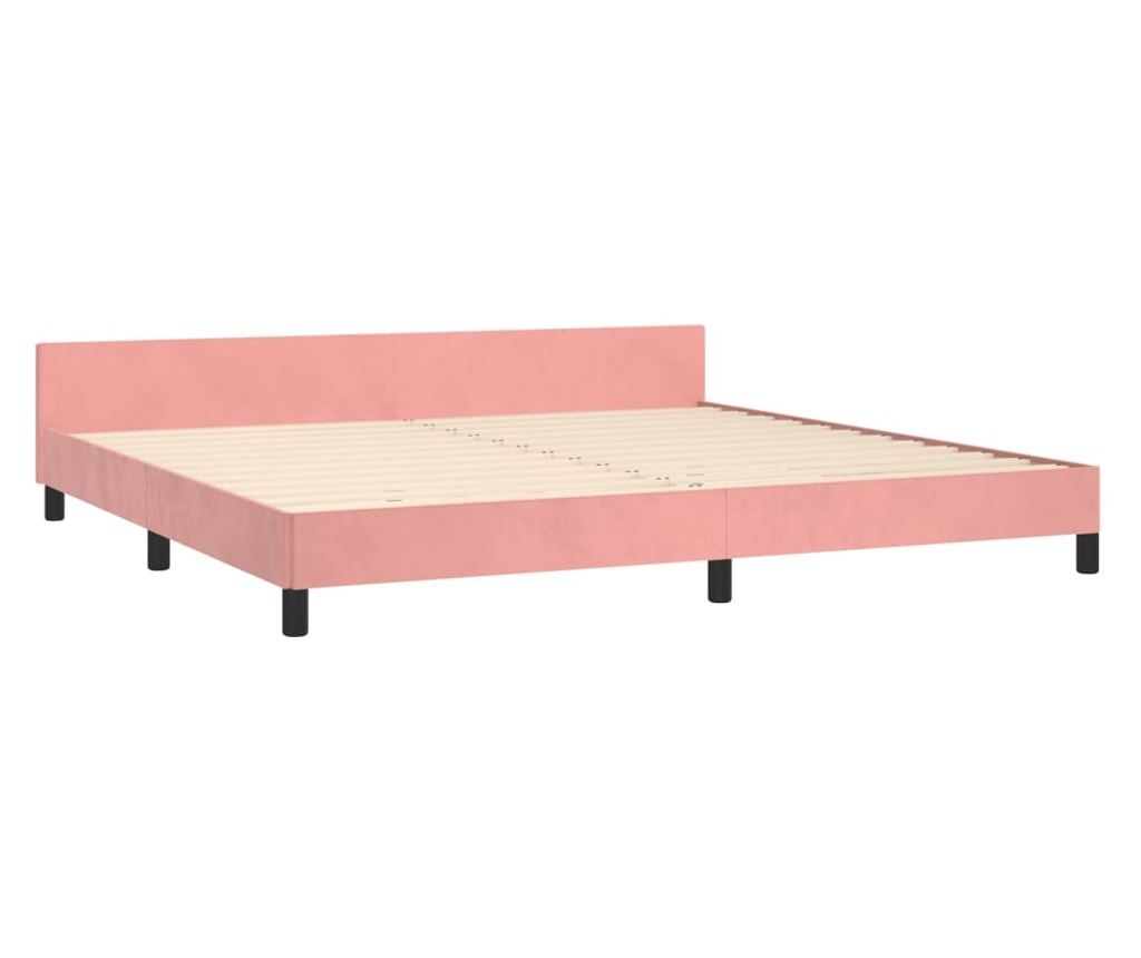 Рамка за легло с табла, розова, 200x200 см, кадифе - 5