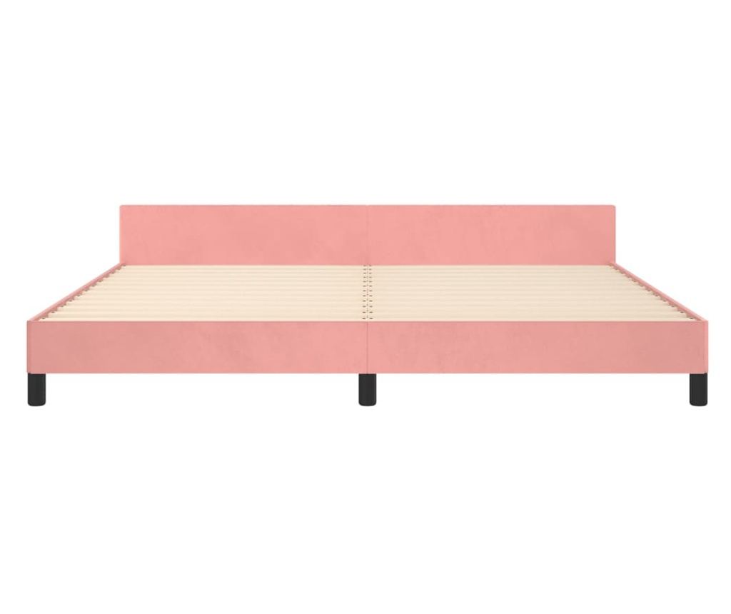 Рамка за легло с табла, розова, 200x200 см, кадифе - 6