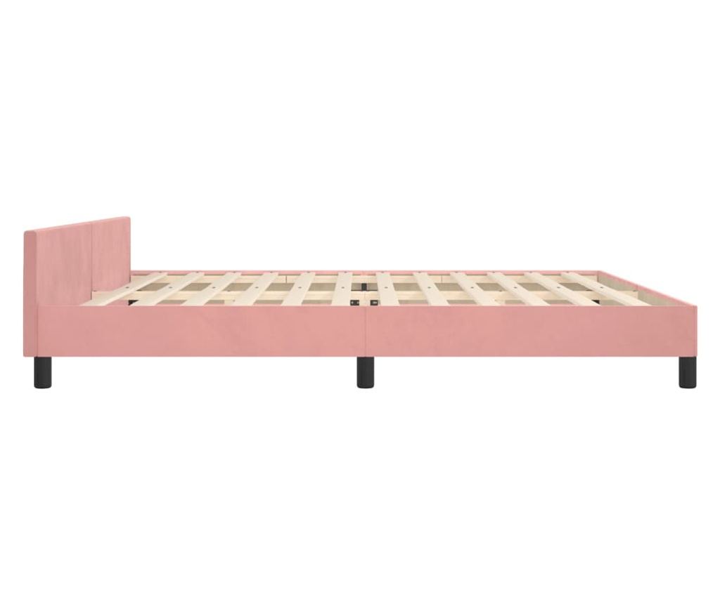 Рамка за легло с табла, розова, 200x200 см, кадифе - 7