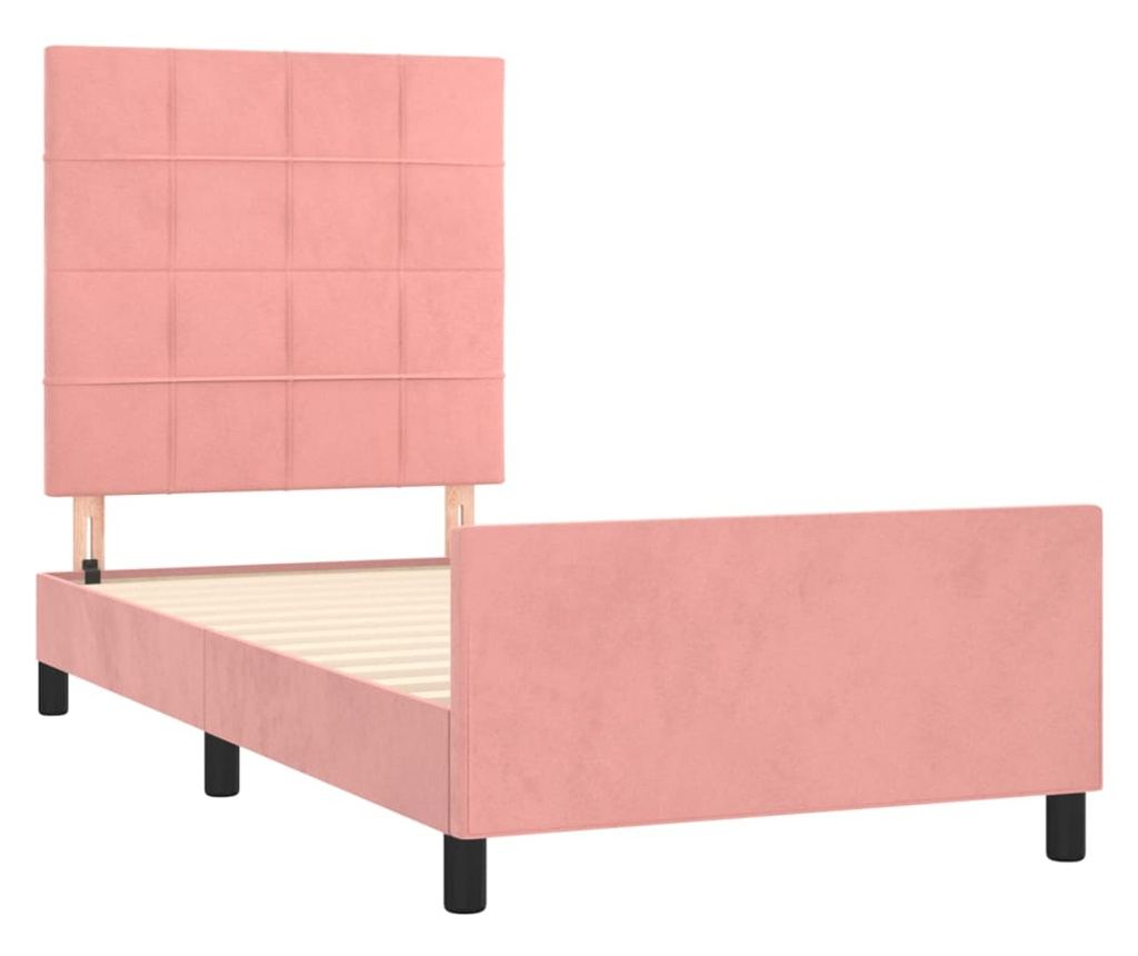Легло с табла, розово, 100x200 см, кадифе - 4