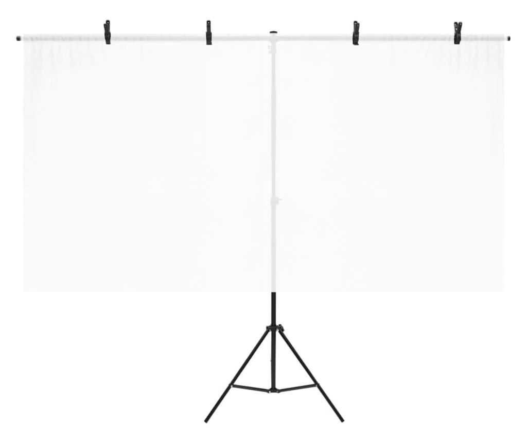 Stalak za pozadinu u obliku slova T crni 201x60x(70-200) cm - 4