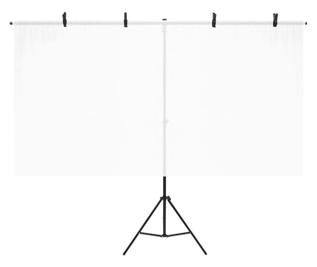 Stalak za pozadinu u obliku slova T crni 201x60x(70-200) cm