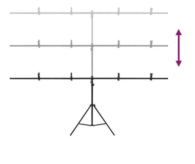 Stalak za pozadinu u obliku slova T crni 201x60x(70-200) cm