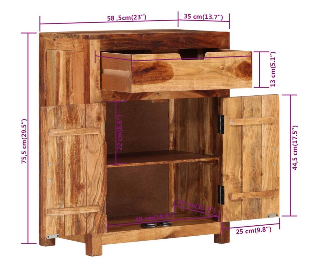 Služavka, 58,5x35x75,5 cm, masivno drvo akacije - 9