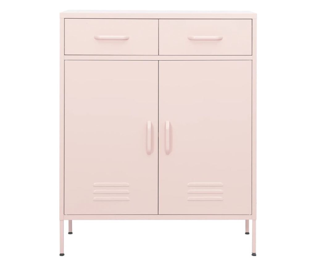 rózsaszín acél tárolószekrény 80 x 35 x 101,5 cm - 3