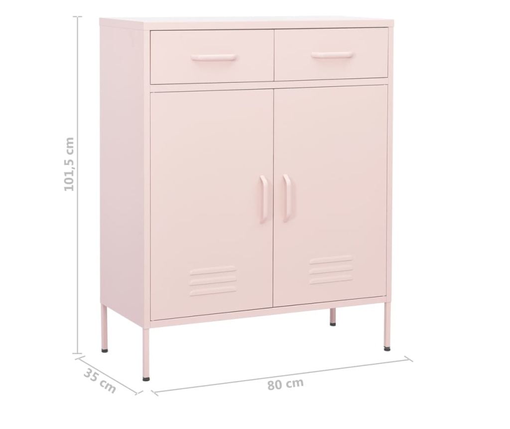 rózsaszín acél tárolószekrény 80 x 35 x 101,5 cm - 19