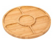 Пуфо кръгла чиния за сервиране от бамбуково дърво с 5 отделения, 25см, кафява