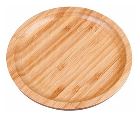Pufo кръгла чиния от бамбуково дърво за сервиране на храна, предястия, сладкиши, пица, 25 см, кафява