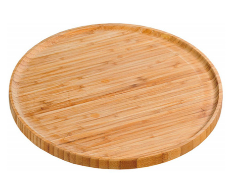 Pufo кръгла чиния от бамбуково дърво за сервиране на храна, предястия, сладкиши, пица, 30 см, кафява