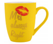 Керамична чаша Matte Pufo Mrs Right, за кафе или чай, 360 мл, жълта