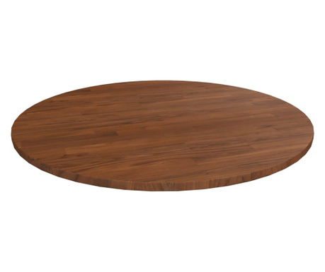 Okrogla mizna plošča temno rjava Ø90x1,5 cm trdna hrastovina