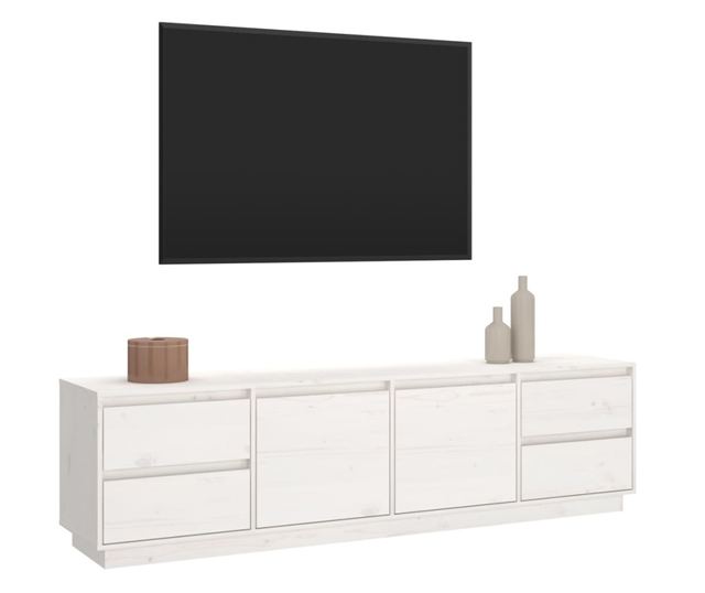 Comodă TV, alb, 176x37x47,5 cm, lemn masiv de pin