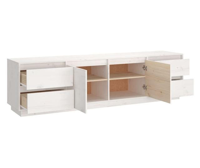 Comodă TV, alb, 176x37x47,5 cm, lemn masiv de pin