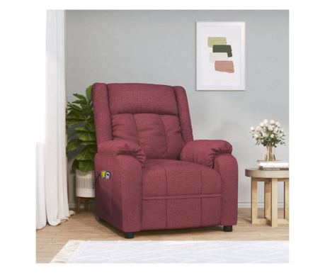 Fotoliu de masaj electric rabatabil, roșu vin, textil