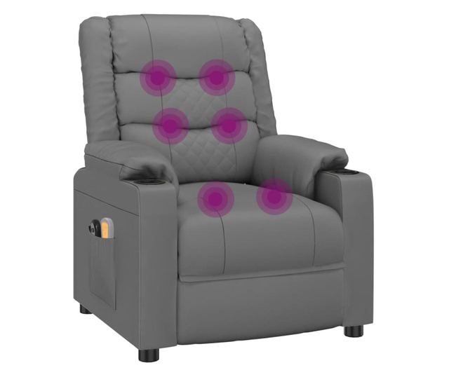 Električna masažna fotelja, siva, eko koža